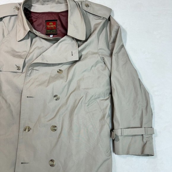 Vintage 80s Moores Men's 48 Trench Coat Grey Waterproof w/ Warm Removable Lining - Picture 5 of 13